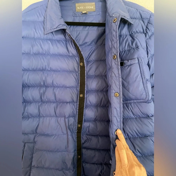 Slate + Stone down quilted puffy blue jacket  Sz L - Picture 5 of 14